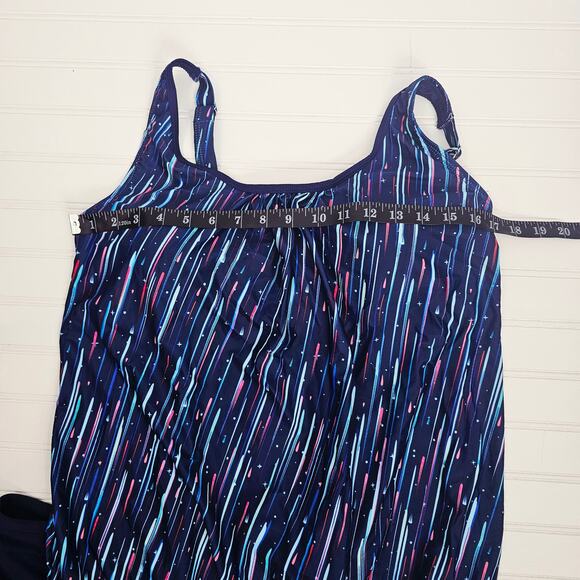 Yonique Women's Blue Blouson Tankini Set Side Shirred Boy Shorts Size L NWT - Picture 14 of 16
